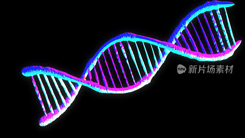 螺旋状的彩色DNA链。双螺旋人类DNA结构。基因脱氧核糖核酸，DNA分子，载体图解