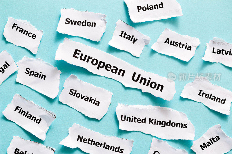 写在纸上的欧盟国家
