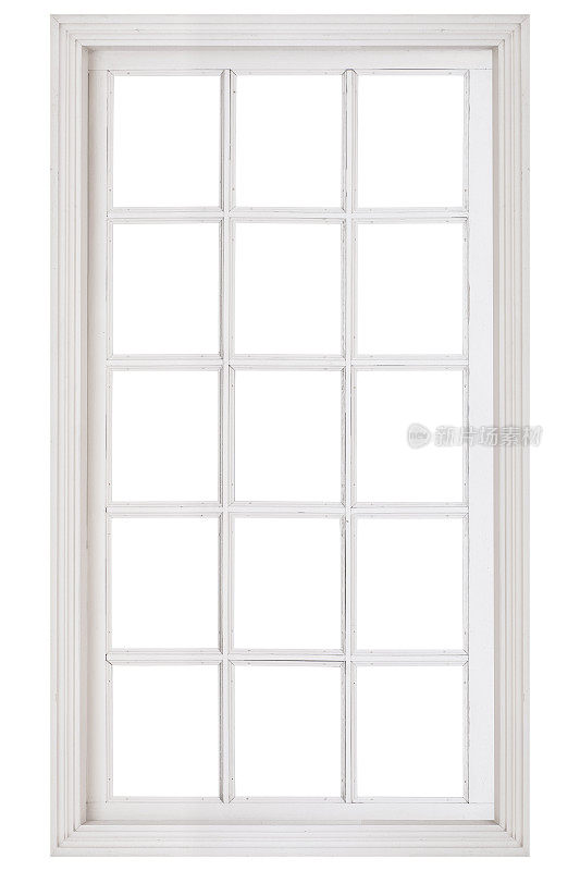 木窗框孤立在白色背景上