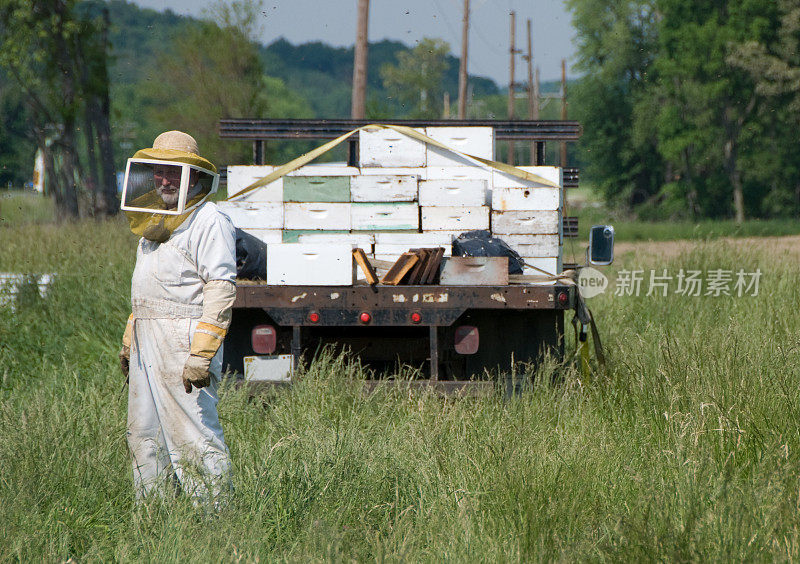 养蜂人准备好工作了