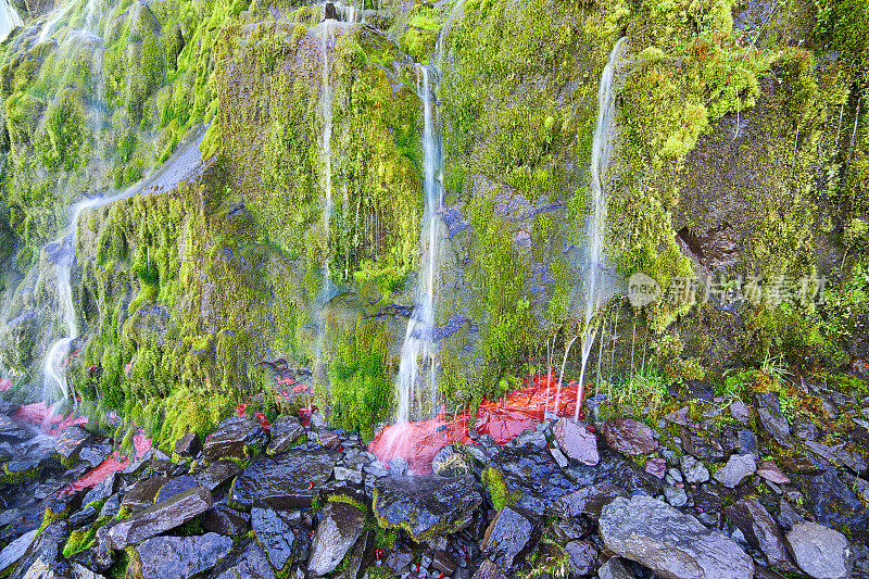 Dynjandi瀑布的特写。Westfjords。冰岛。