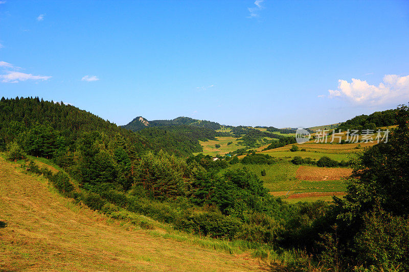 在落日山脉。Pieniny,斯洛伐克。