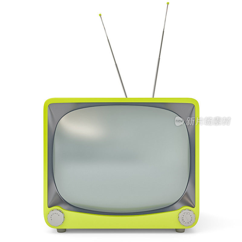 绿色复古电视孤立与剪辑路径