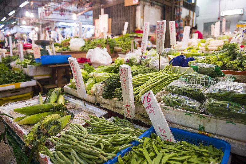 香港的蔬菜市场。