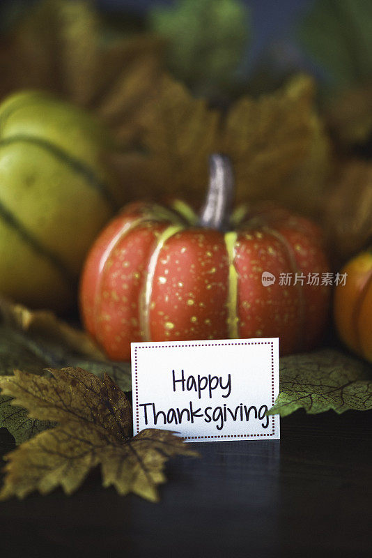 感恩节秋季的安排有南瓜、树叶和感恩节快乐信息