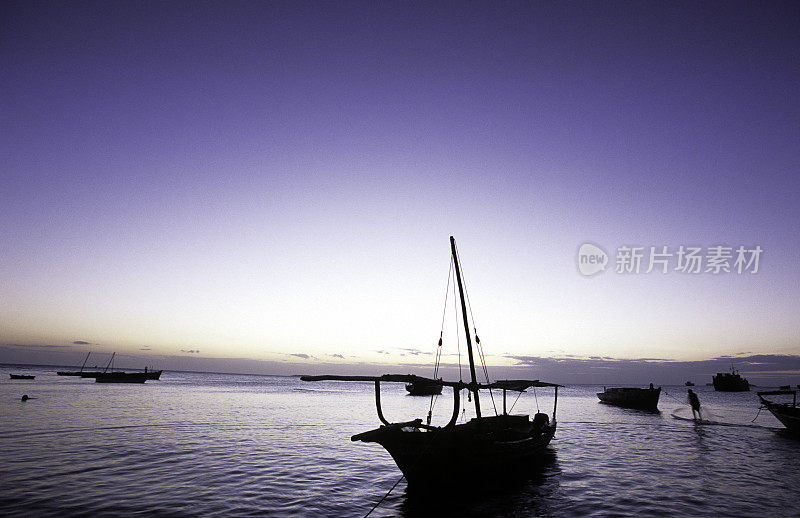 坦桑尼亚，桑给巴尔岛，单桅帆船，石城港。
