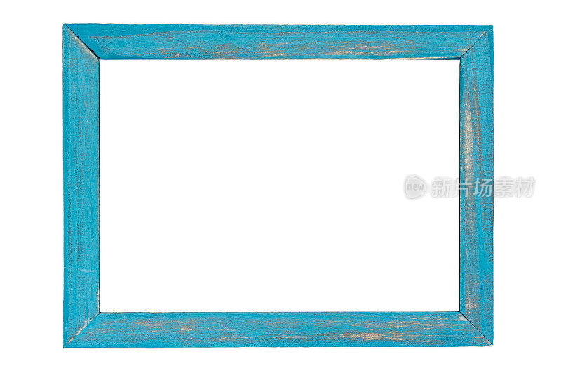 白色背景上的蓝色木制相框