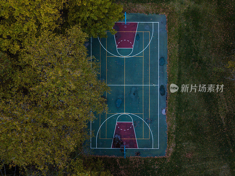 篮球场的鸟瞰图