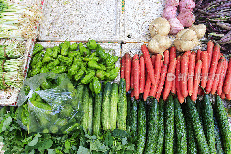中国蔬菜市场的蔬菜零售店