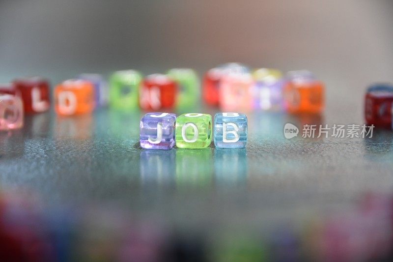 由字母立方体组成的单词JOB