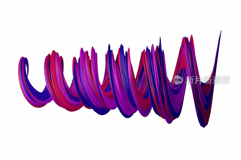 三维抽象液体扭曲形状波浪背景，霓虹数字艺术
