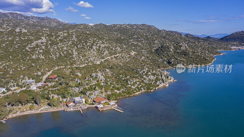 鸟瞰图古利西亚沉没的城市Kekova，土耳其