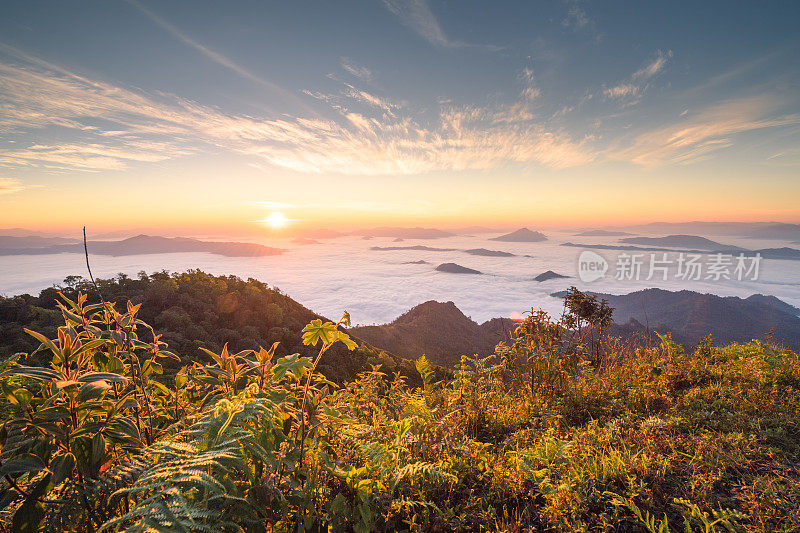 清莱和清迈自然景观，泰国北部日出美景