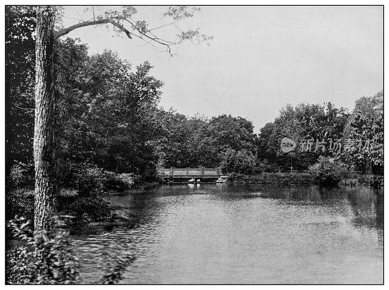 古董黑白照片:梅里亚姆公园，堪萨斯城，密苏里州