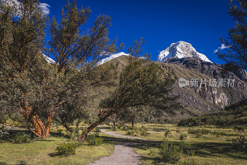 峡谷附近的69湖与徒步旅行，科迪勒拉布兰卡和瓦斯卡兰-安第斯，秘鲁，安第斯
