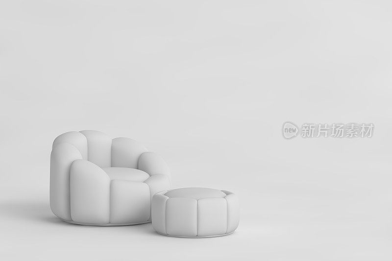 3D白色沙发