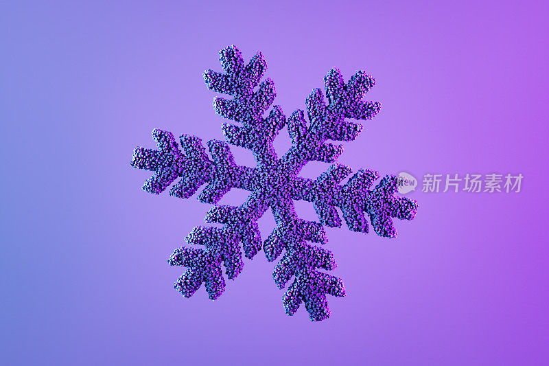 雪花形状与粒子圣诞装饰霓虹背景，新的一年的概念