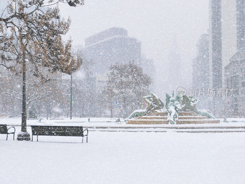 费城中心城市遭遇暴风雪。