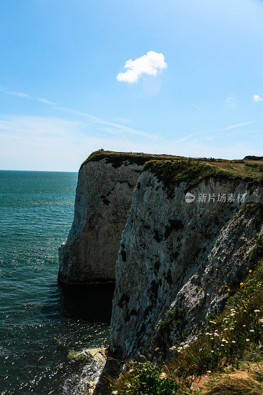 英国侏罗纪海岸多塞特的老哈里白垩岩层