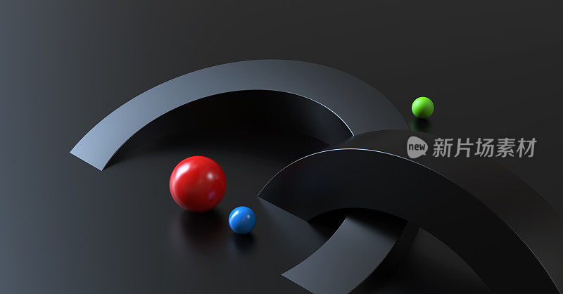 抽象背景黑色圆圈彩色球体
