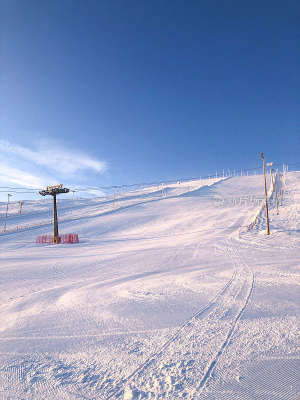 Ylläs拉普兰的滑雪场。风景,冬天拉普兰。