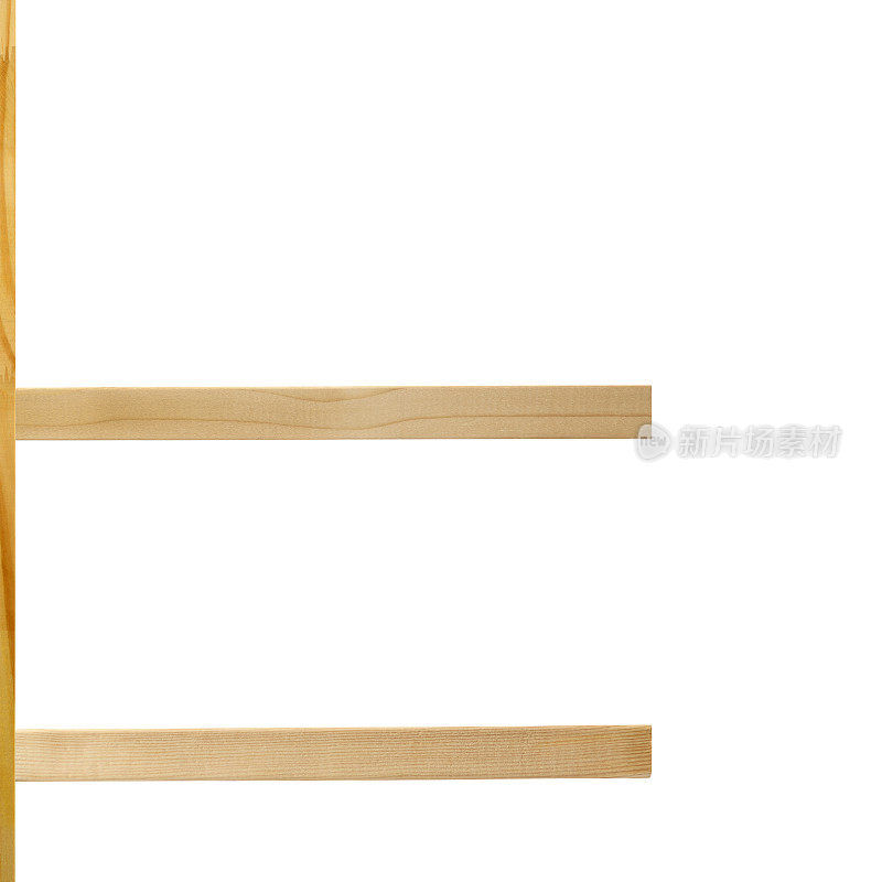 白色背景上的空两层木架的侧视图。