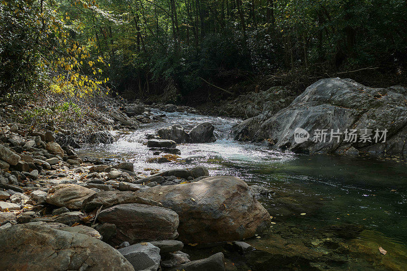 河流风景与光滑的巨石