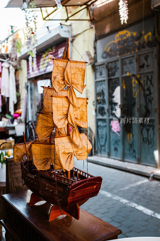 帆船纪念品在雅法逃离市场在特拉维夫，以色列