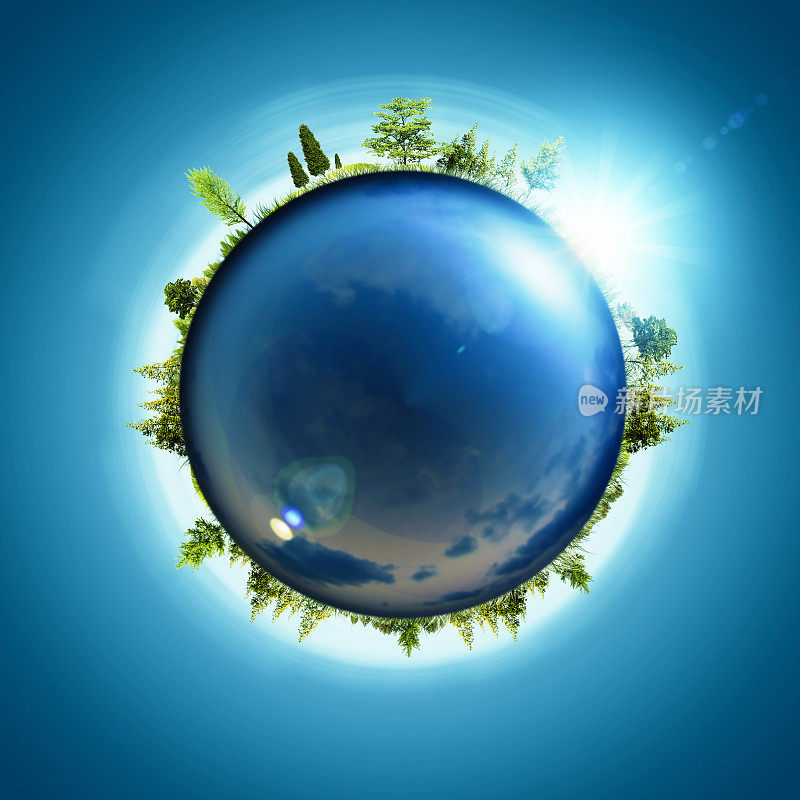 蓝色星球。抽象的环保概念
