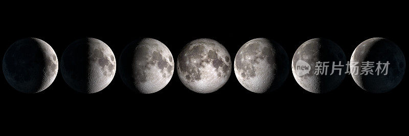 月球的月相，这张照片的元素是由美国宇航局提供的