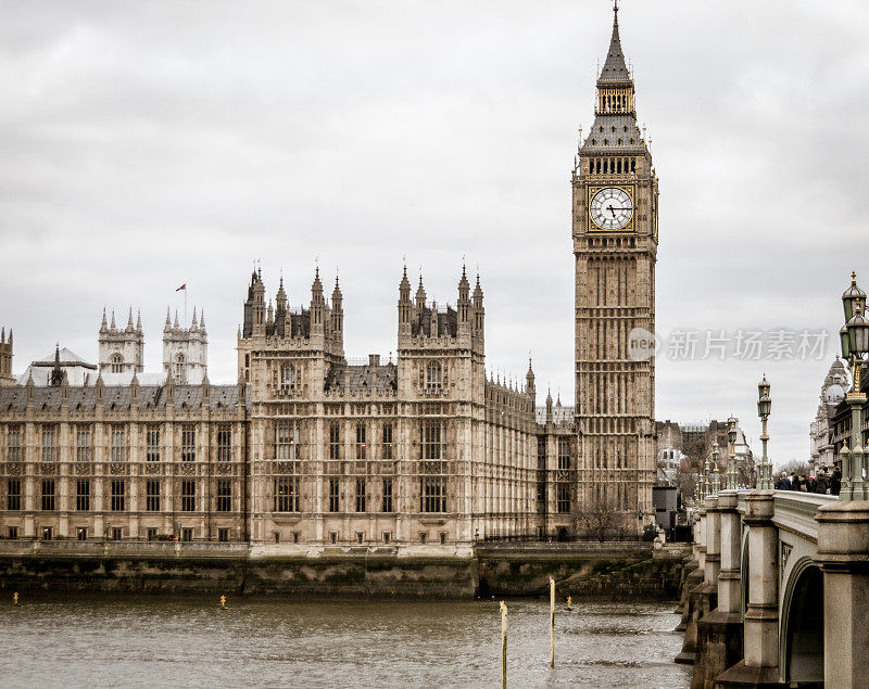 英国伦敦的大本钟和国会大厦