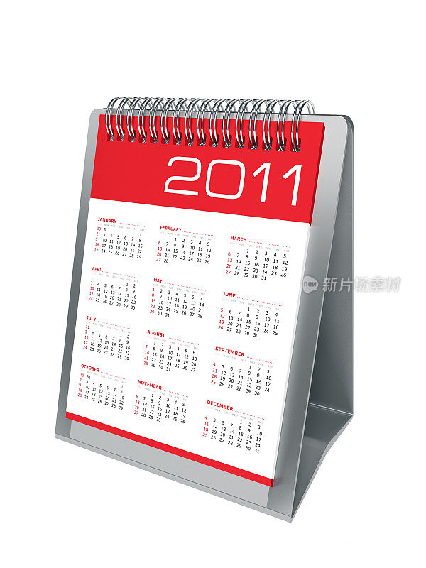 桌面日历孤立在白色。2011年