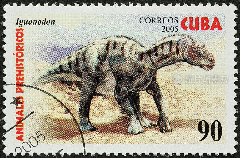 古巴邮票上的禽龙恐龙