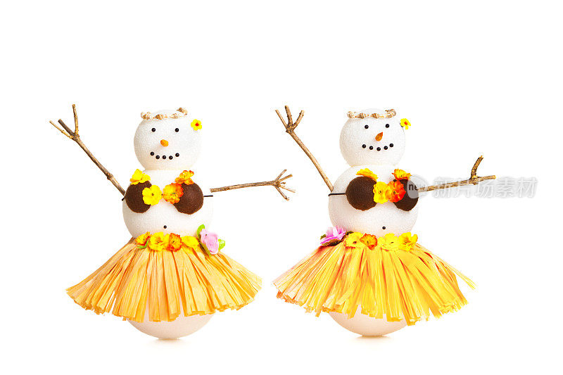 冬假雪人穿着热带夏威夷草裙舞服装