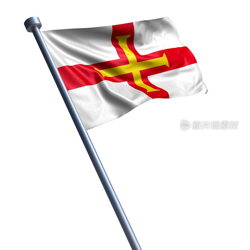 根西岛的旗帜孤立在白色