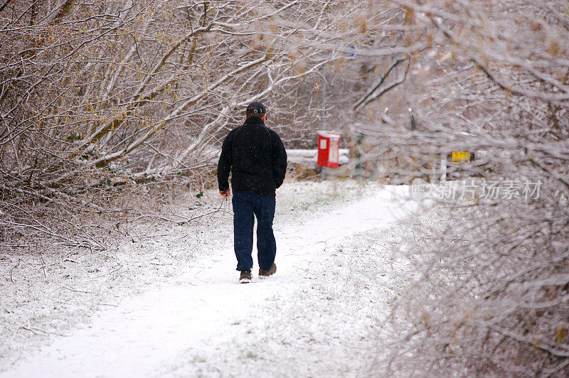 在雪地里轻快地走