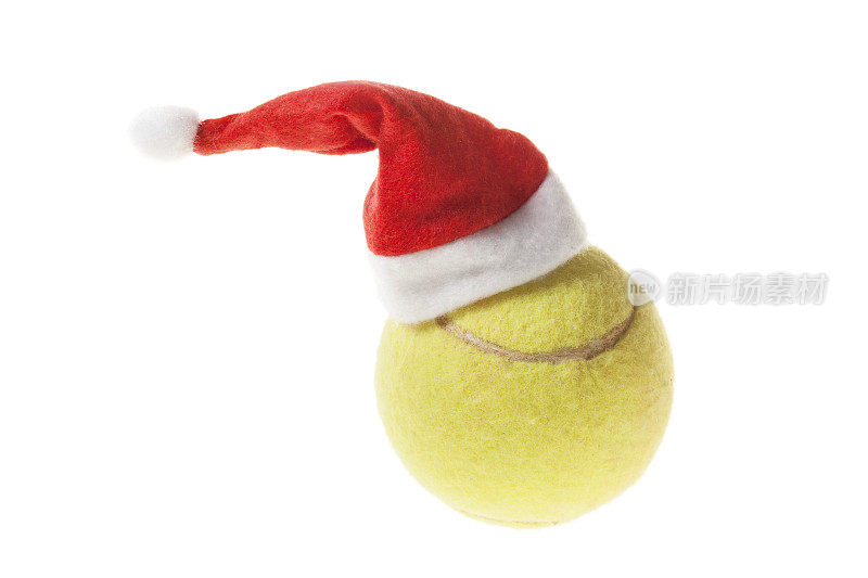 带圣诞帽的网球