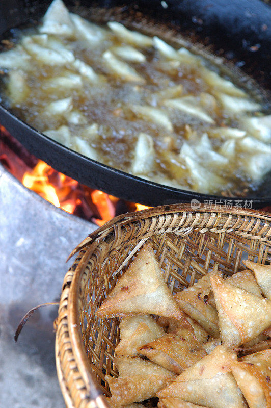 油炸萨莫萨饼，缅甸(myanmar)