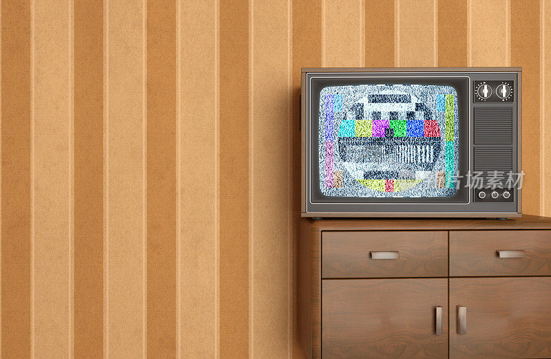 老式电视显示静态信号，测试图案，壁纸