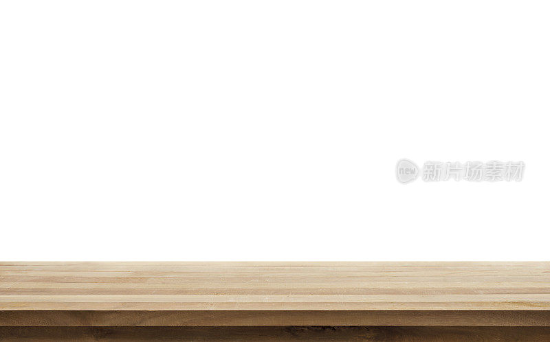 美丽的木质桌面全景在白色的背景