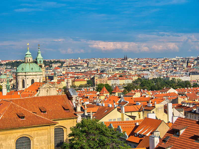 带有穹顶和屋顶的布拉格城市景观