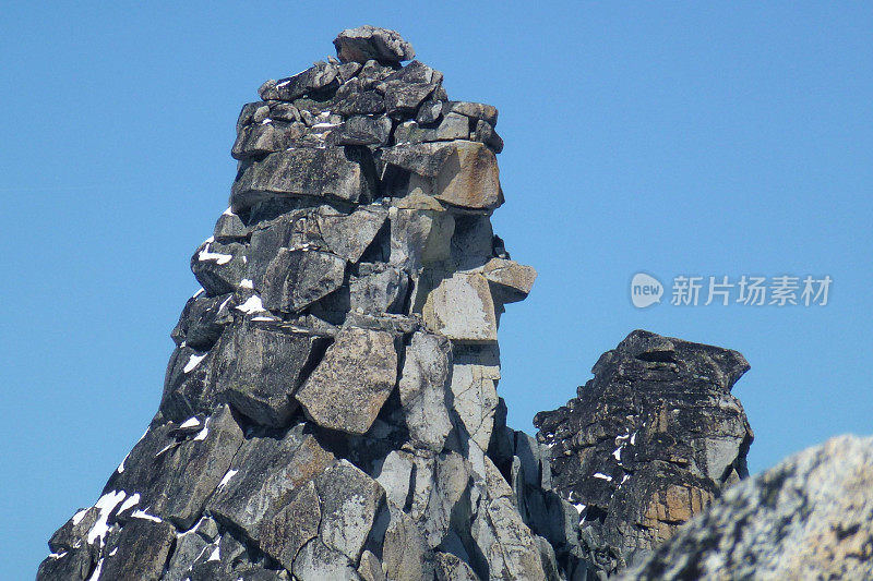 利文沃斯Prusik峰上有趣的岩层