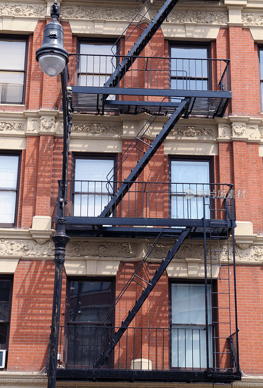 五颜六色的老式公寓，Soho，纽约。