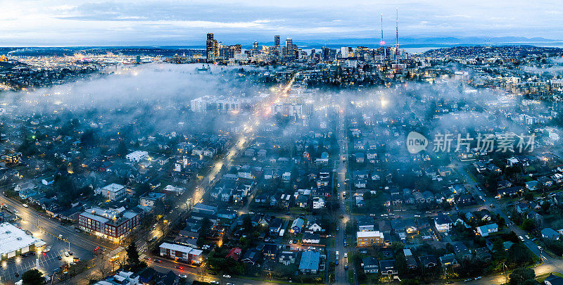 华盛顿西雅图市中心鸟瞰图