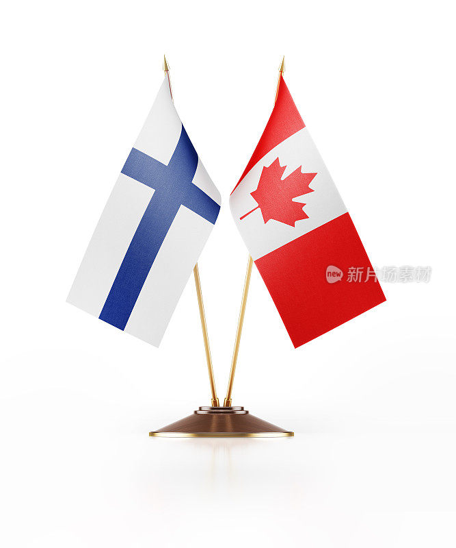 芬兰和加拿大的微型国旗