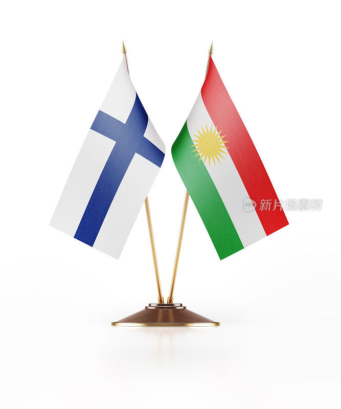 芬兰和库尔德斯坦的微型国旗