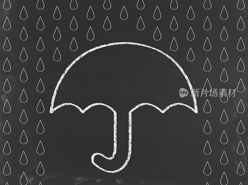 雨伞-商业黑板背景