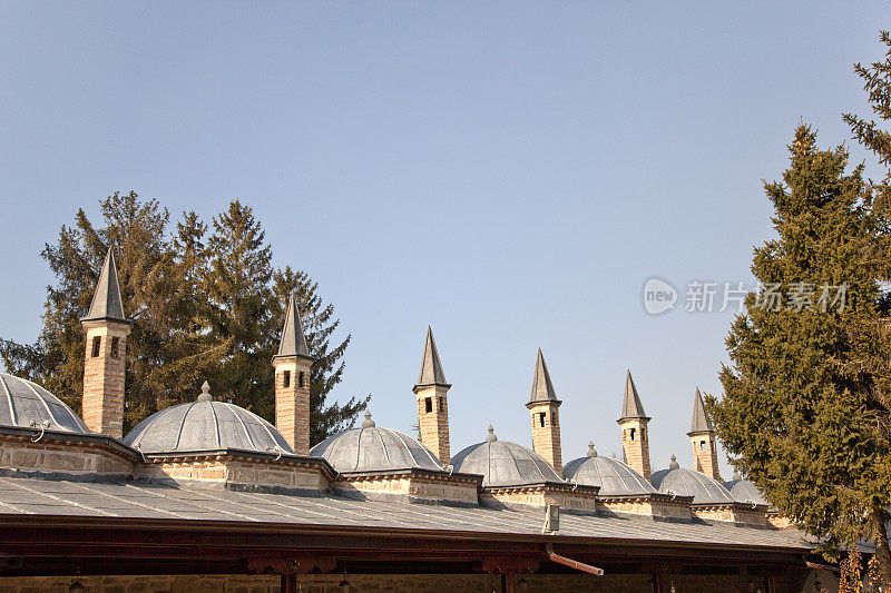 土耳其科尼亚的鲁米寺清真寺的屋顶