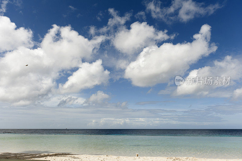 无边泳池在加勒比与美丽的天空