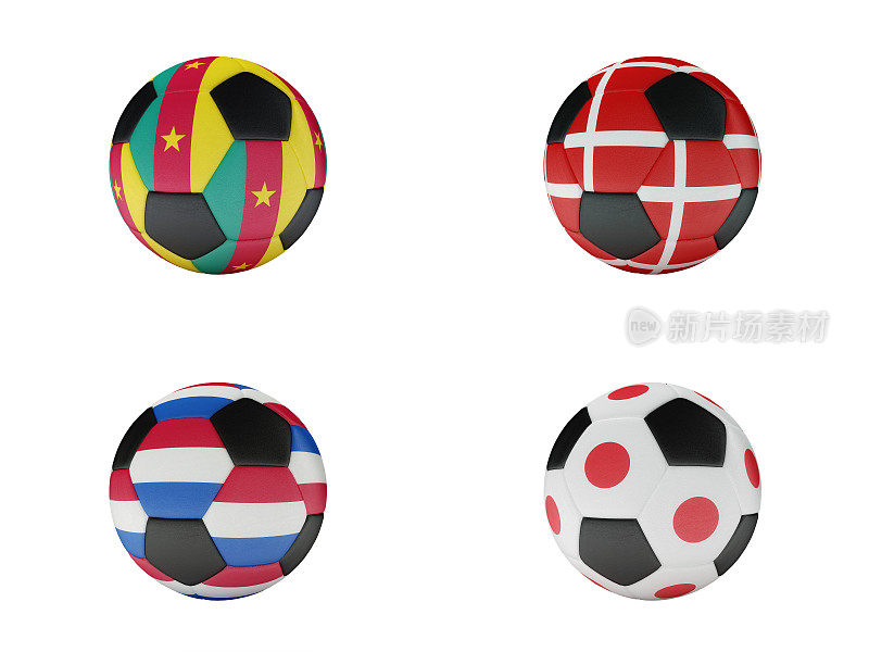 足球世界杯E组球与旗帜